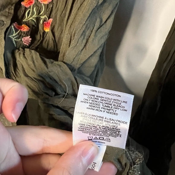 Express Gauze Cotton Embroidered Cottagecore Boyfriend Button Up - Picture 5 of 7